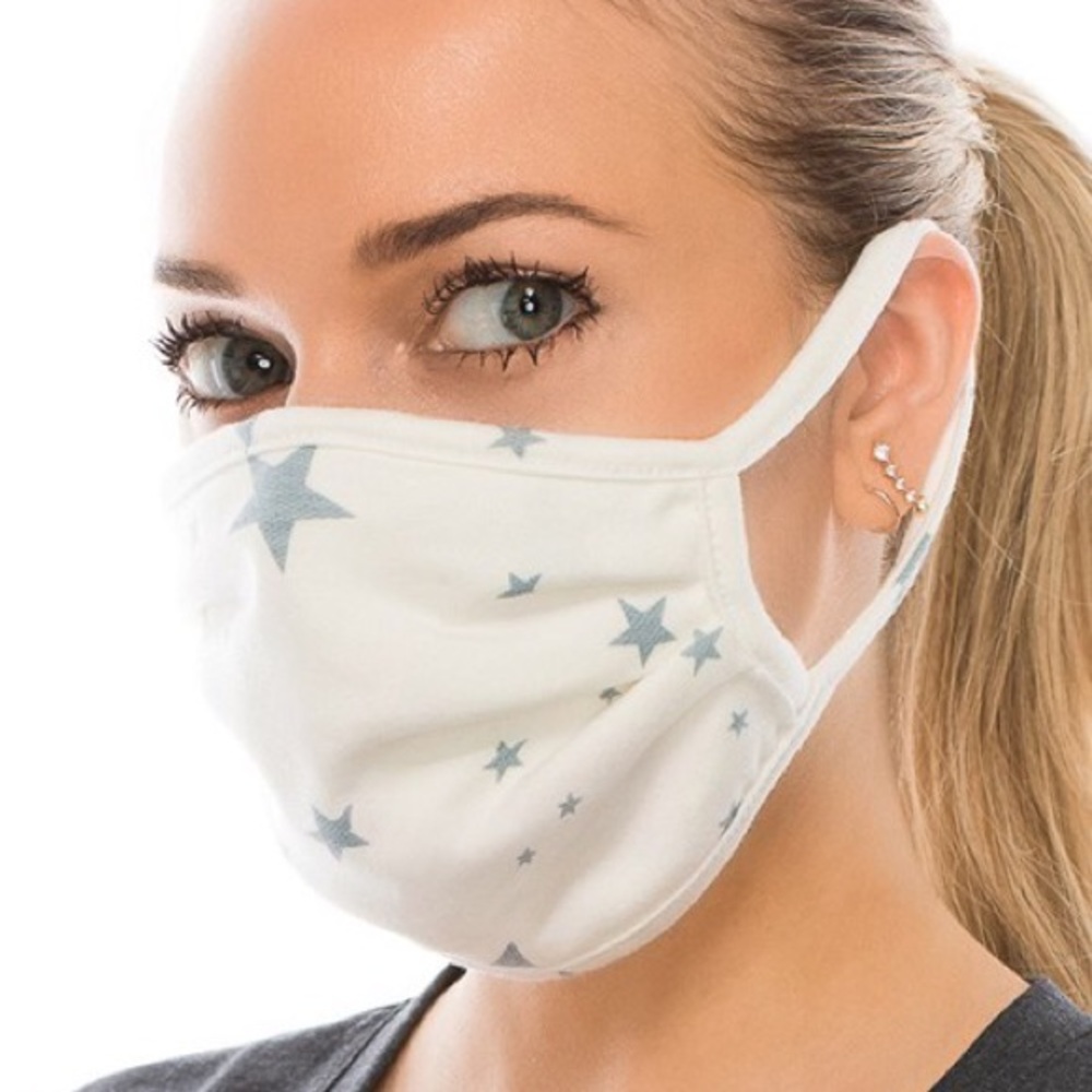 NEW White Denim Star Double Layered Face Mask - Picture 3 of 5